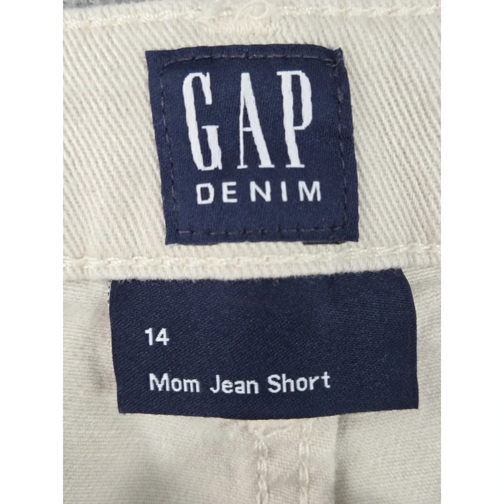 Gap Denim Girls 14 Mom Jean Shorts Khaki Embroidered Flowers Boho Festival